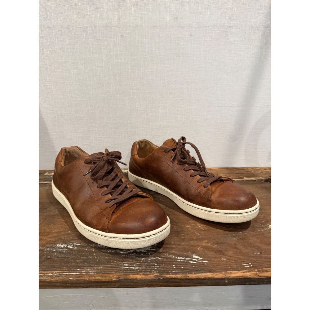 Born Mens Harrison Tan Brown Leather Low Top Sneakers BM0018526 Size 12M